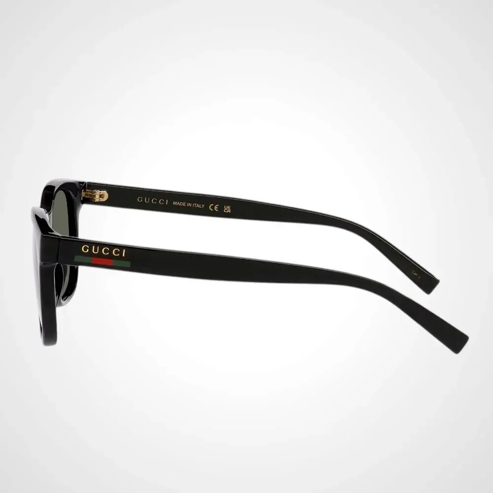New GUCCI Sunglasses Black 54mm Square Gold Letter Logo Red Green Web Mens - Picture 5 of 7